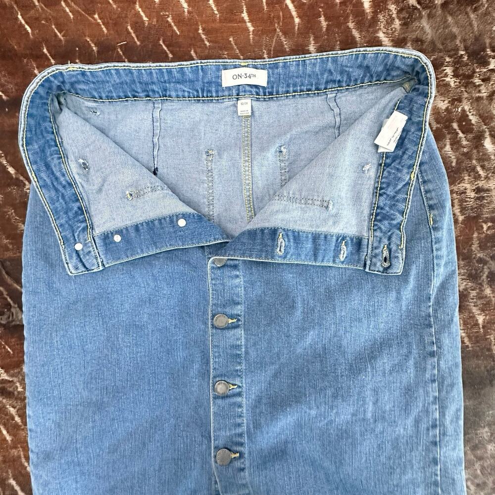 Denim Skirt Womens 12 Blue Button Pockets Pencil Western Modest Y2K 90s